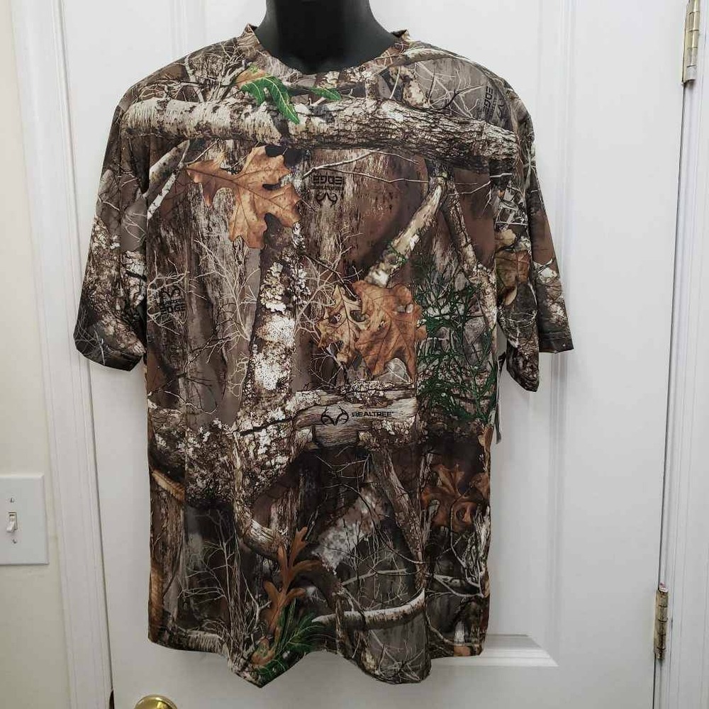 Realtree By‎ Antler Creek Mens Graphic T-Shirt Green Camouflage Crew Neck L New